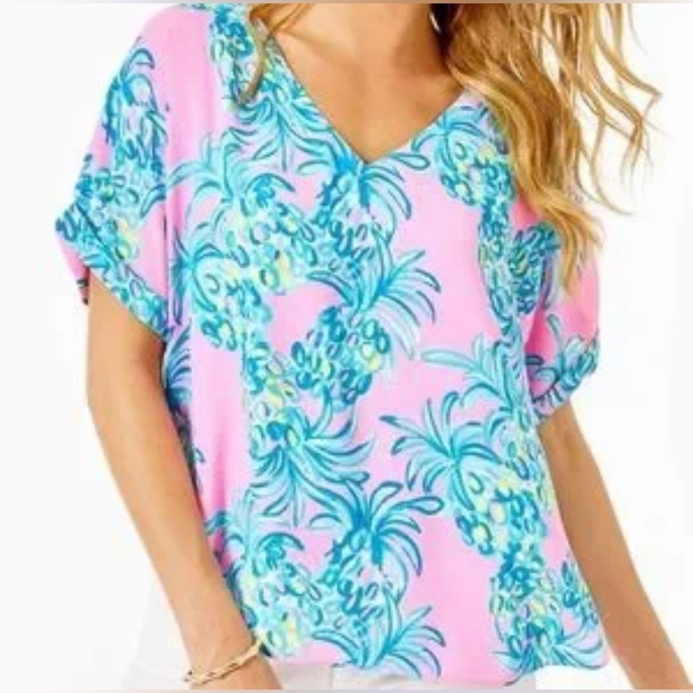lilly pulitzer casden top XS pelican pink